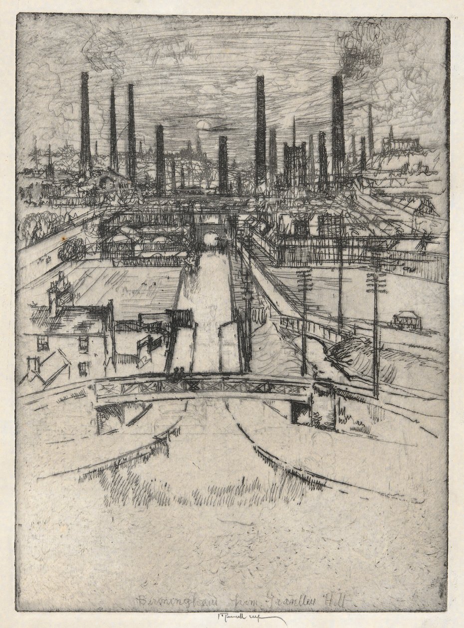 Birmingham fra Granlley Hill af Joseph Pennell