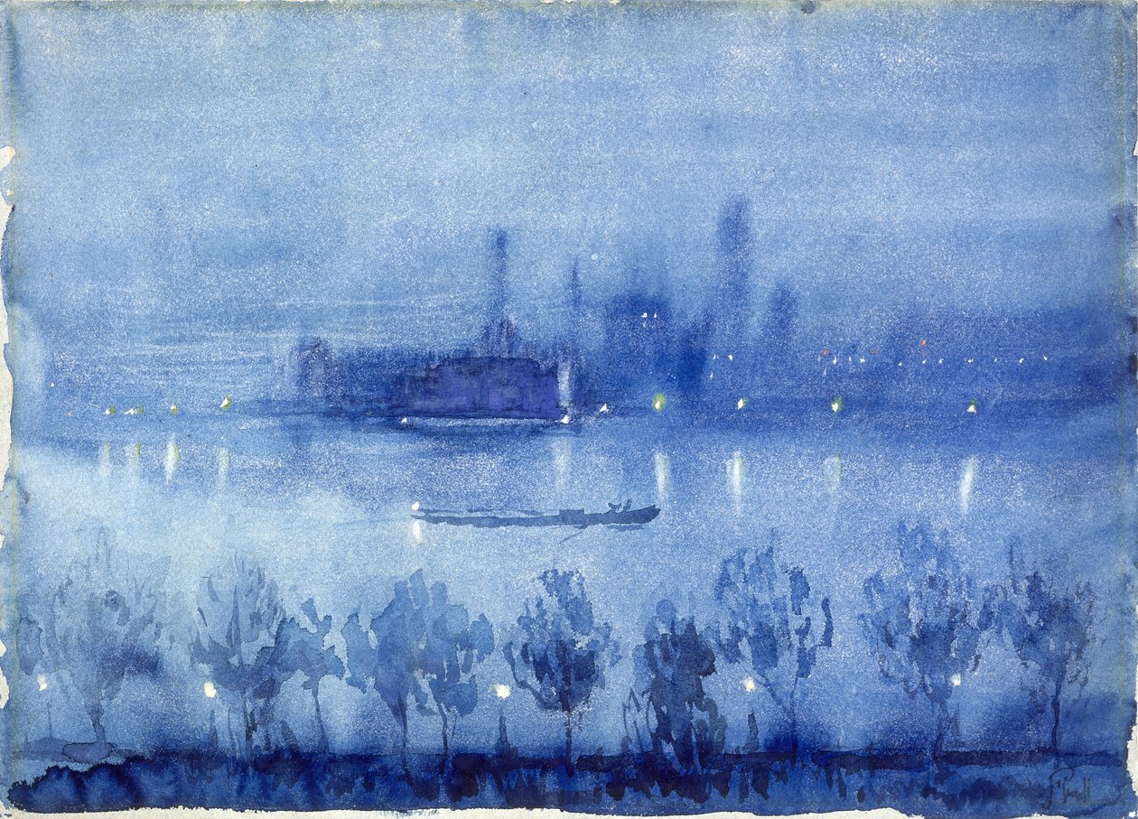 Blå nat, London af Joseph Pennell