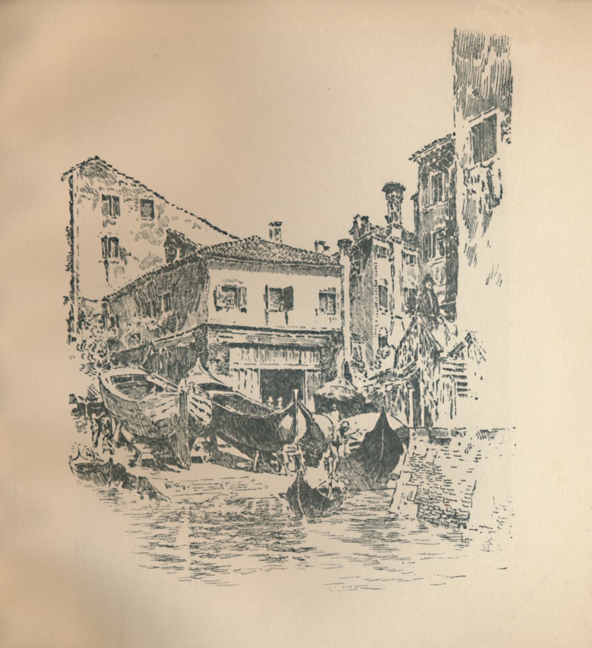 Bådebygning, Venedig, 1905, 1925. af Joseph Pennell