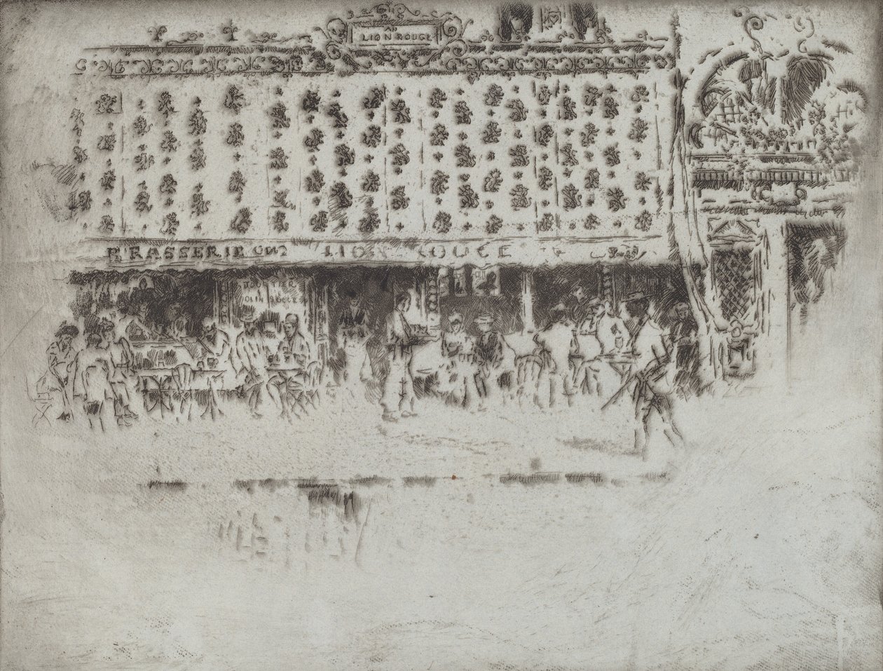 Brasserie, Au Lion Rouge, 1893. af Joseph Pennell