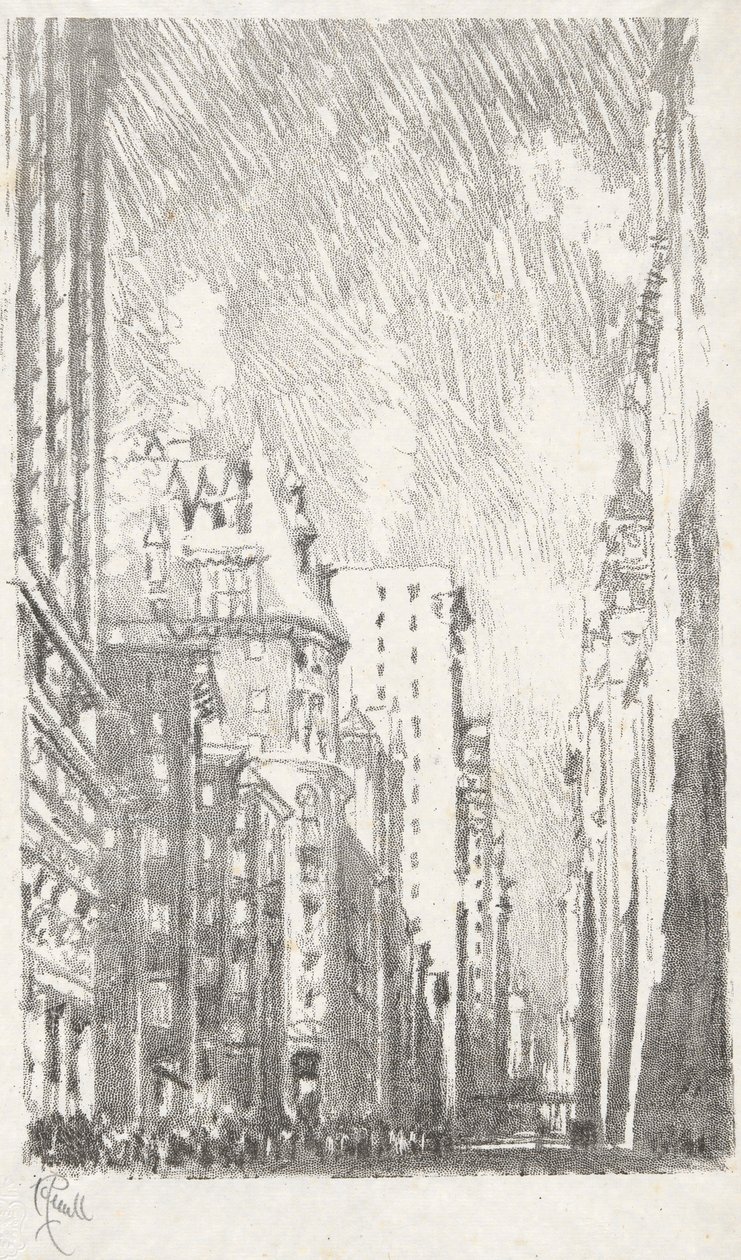 Broadway fra Bowling Green, #2 i Iconophile Club Collection af Joseph Pennell