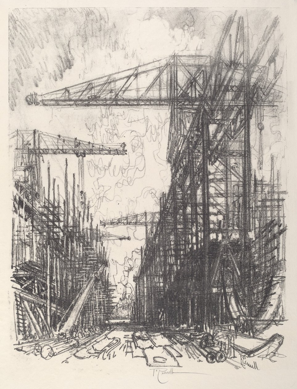 Building Destroyers, No.I af Joseph Pennell