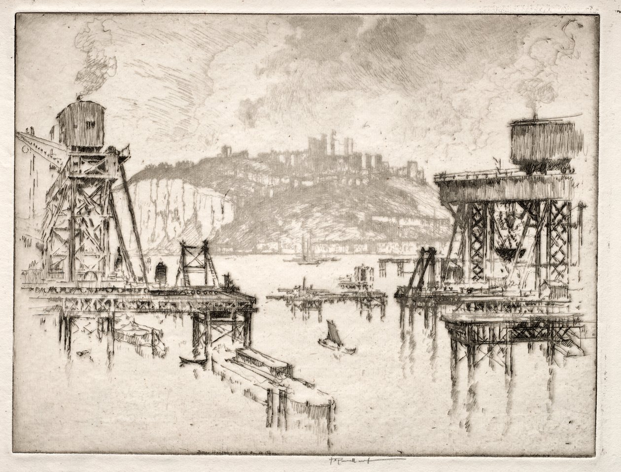 Bygning af Dover Pier af Joseph Pennell
