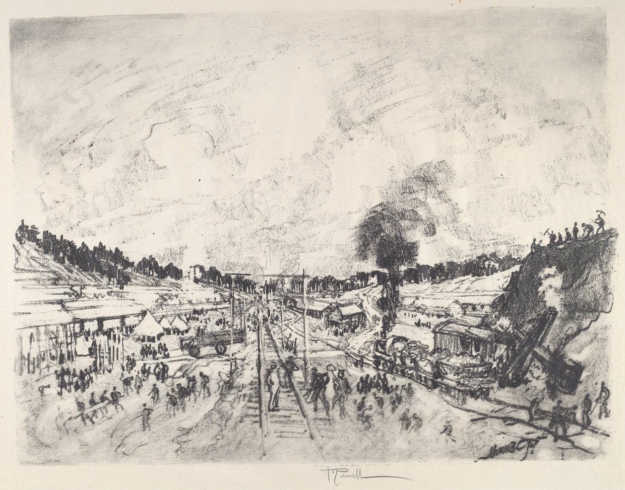 Opbygning af lejren, 1917. af Joseph Pennell