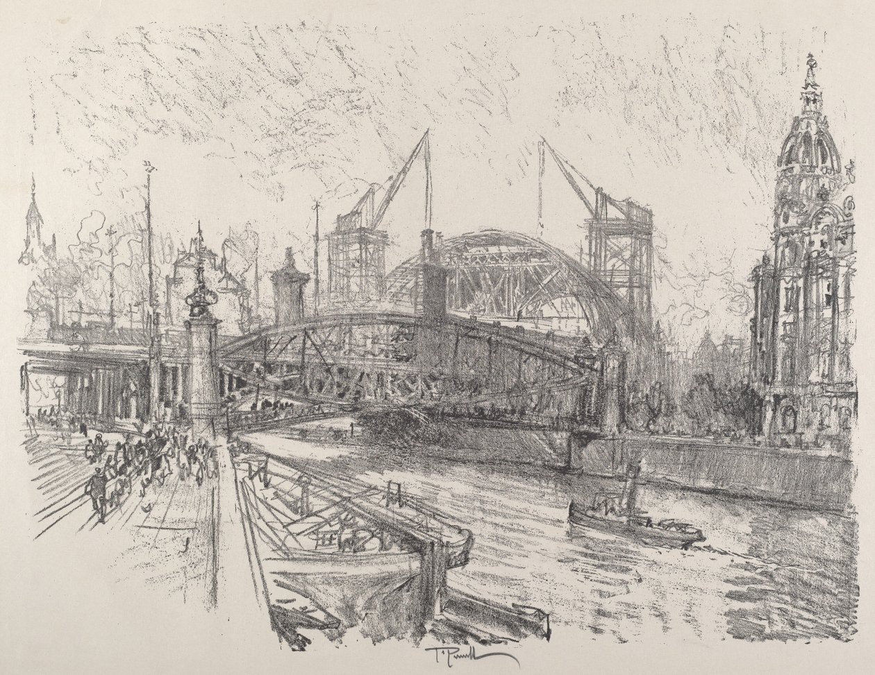Bygning af Friedrichstrasse Station af Joseph Pennell