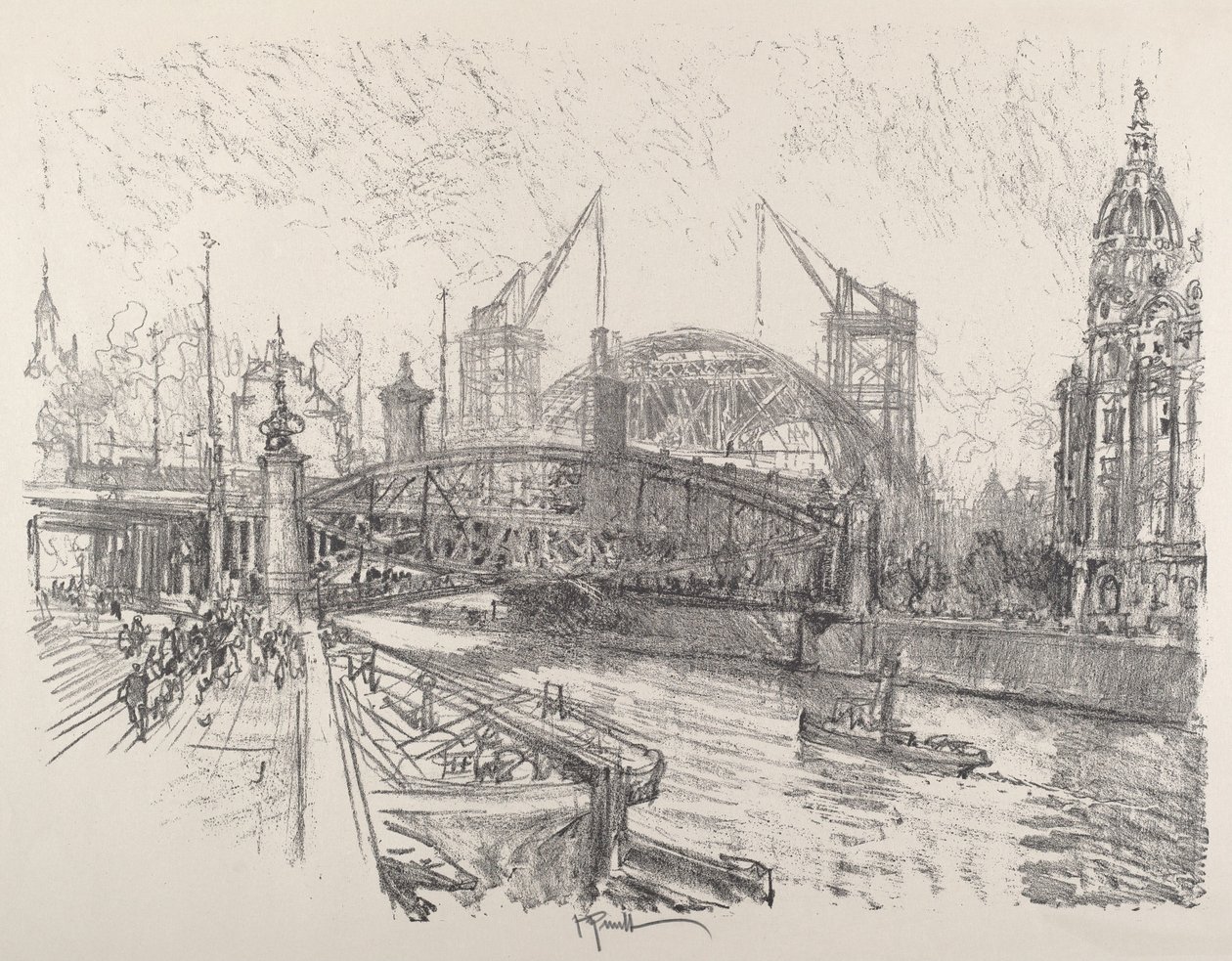 Bygning af Friedrichstrasse -stationen af Joseph Pennell