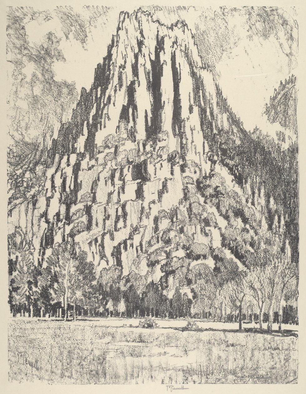 Støtteben, Yosemite, 1912. af Joseph Pennell