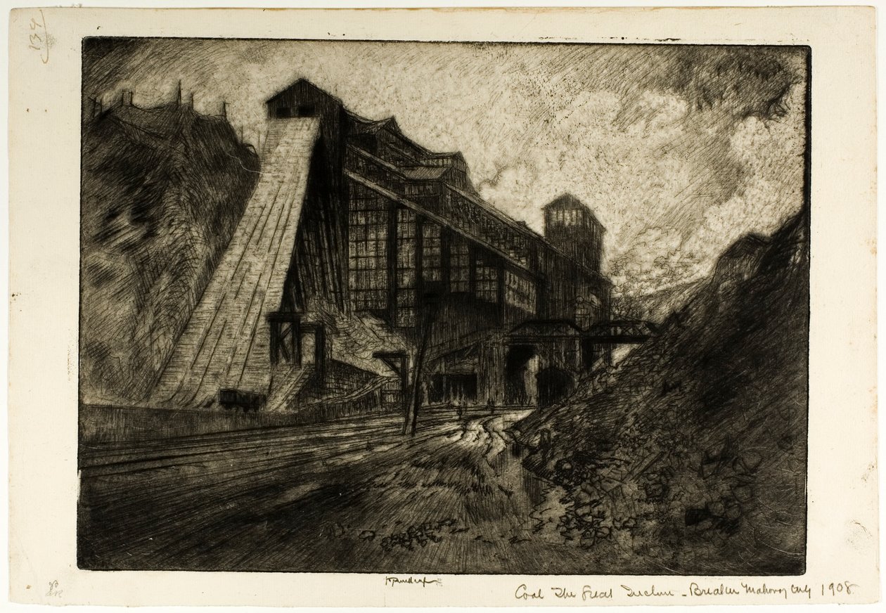 Kul - Den store skråbane, kulknuseri, Mahanoy City af Joseph Pennell
