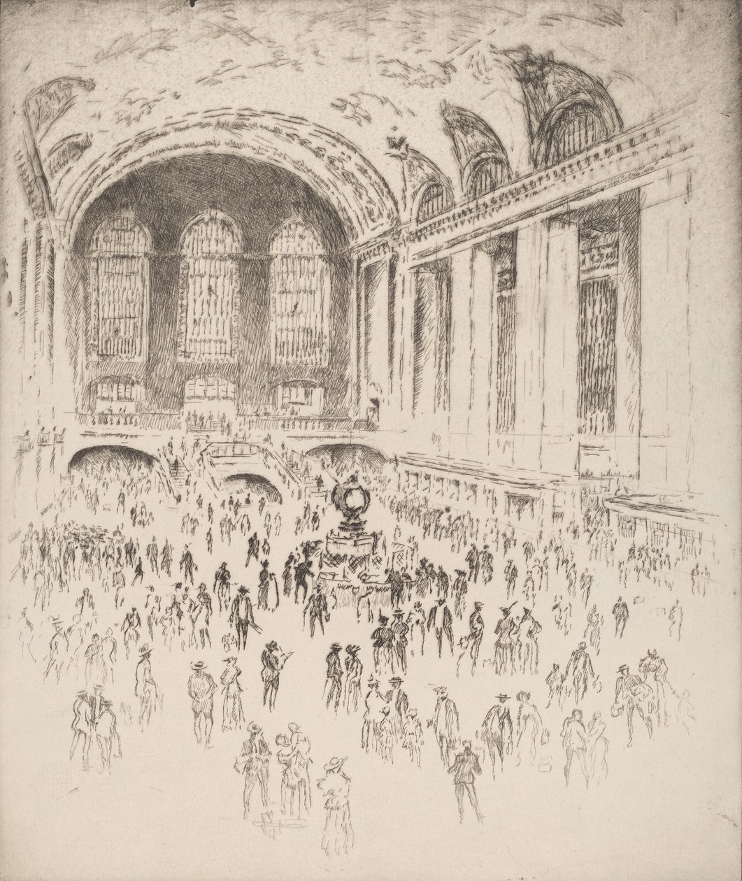 Concourse, Grand Central, New York, 1919. af Joseph Pennell
