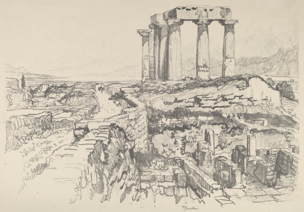 Korinth, mod bugten af Joseph Pennell
