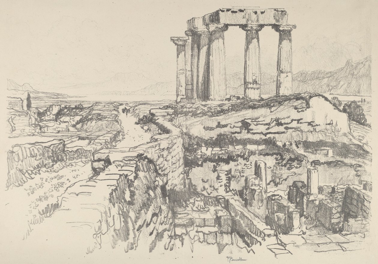 Korinth, mod Golfen, 1913. af Joseph Pennell
