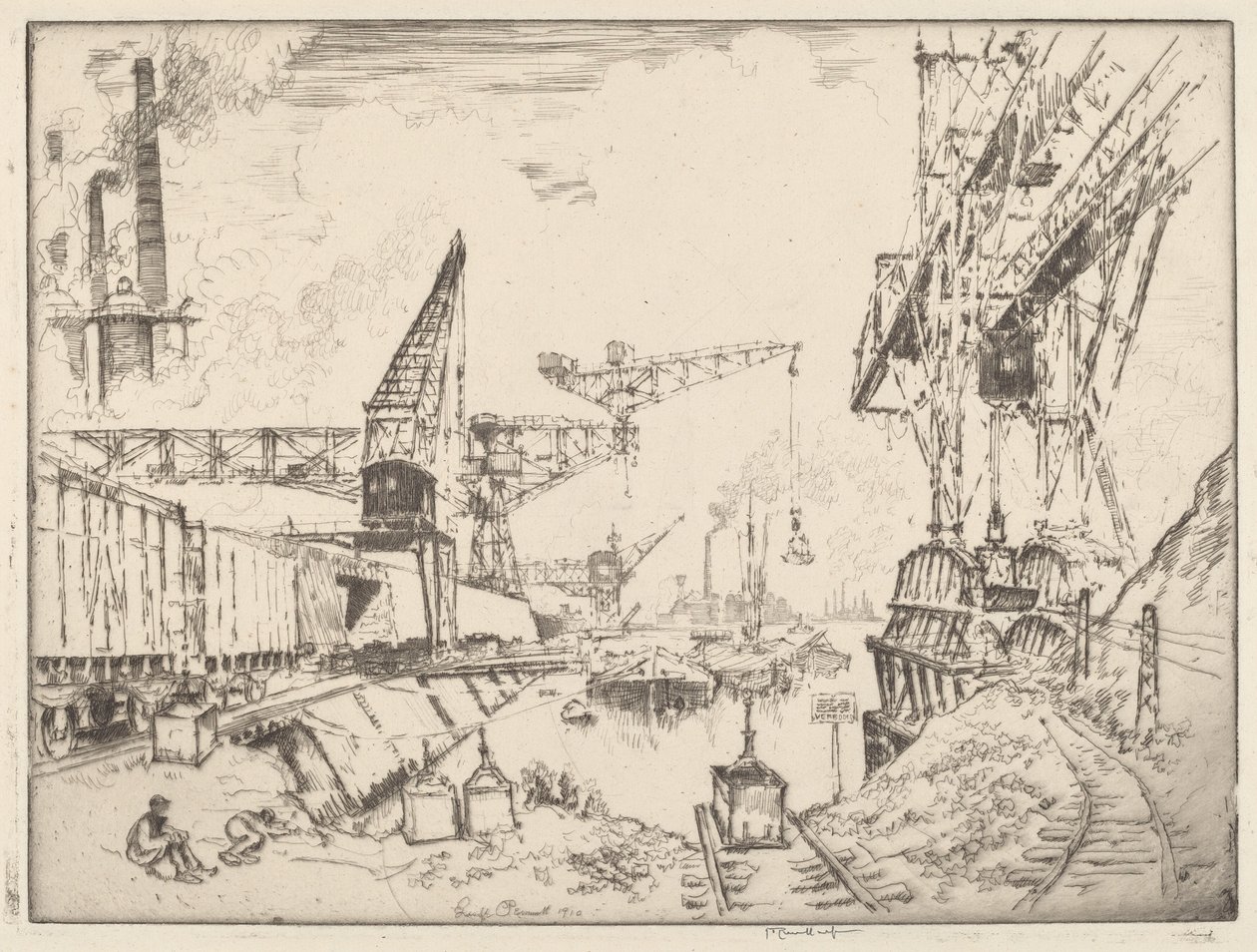 Kraner i Duisburg af Joseph Pennell