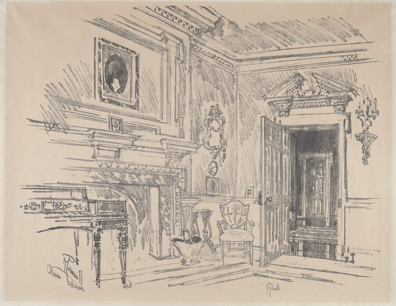 Tegnestue i Cliveden, 1912. af Joseph Pennell