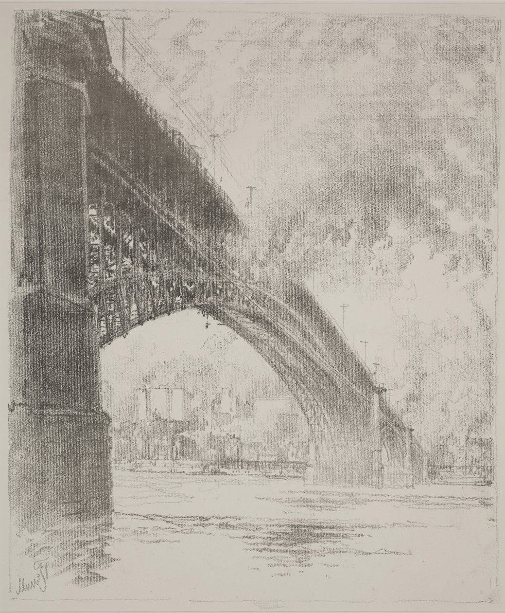 East Bridge, St. Louis af Joseph Pennell