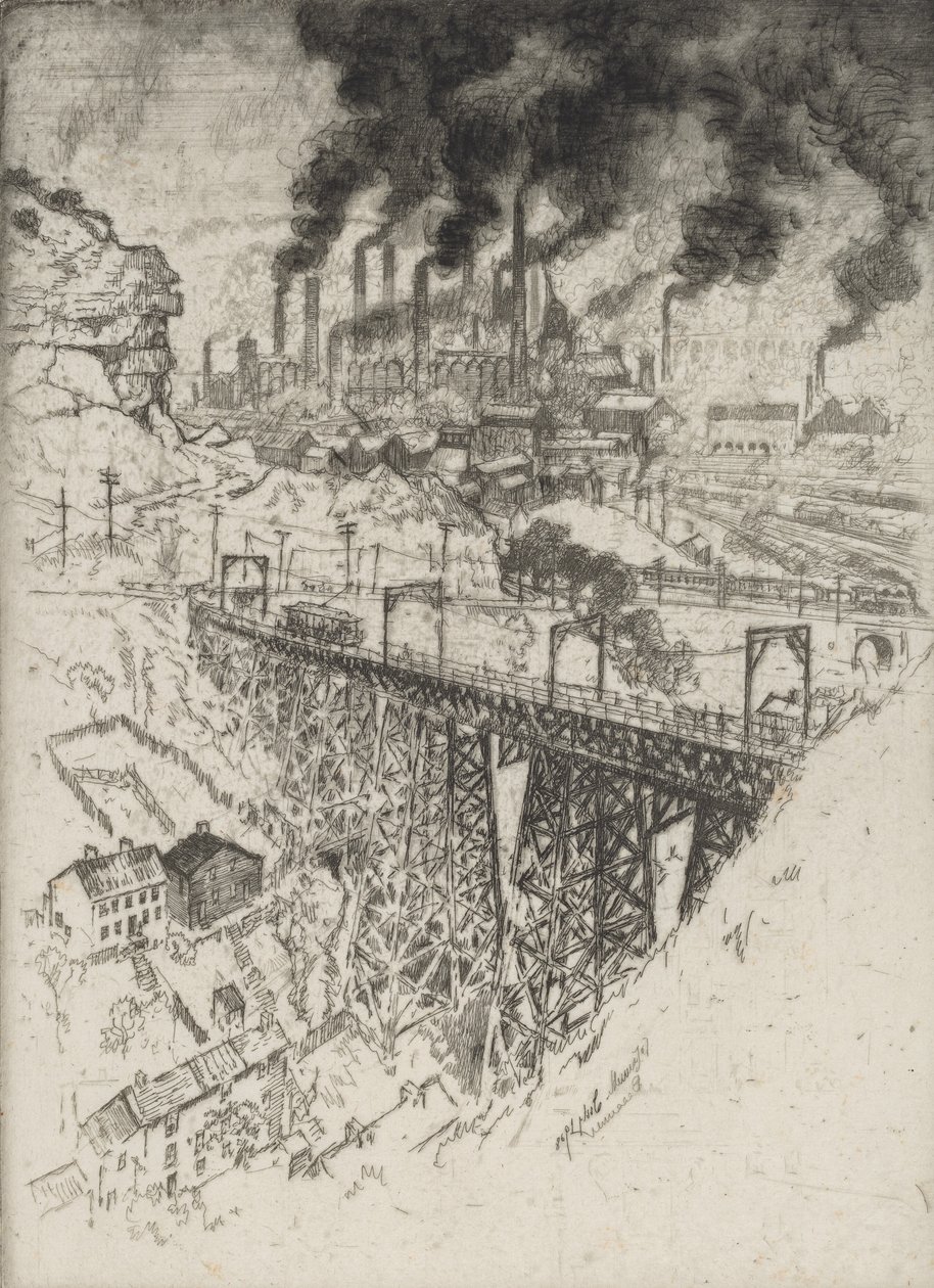 Edgar Thomson Works, Bessemer, 1909. af Joseph Pennell