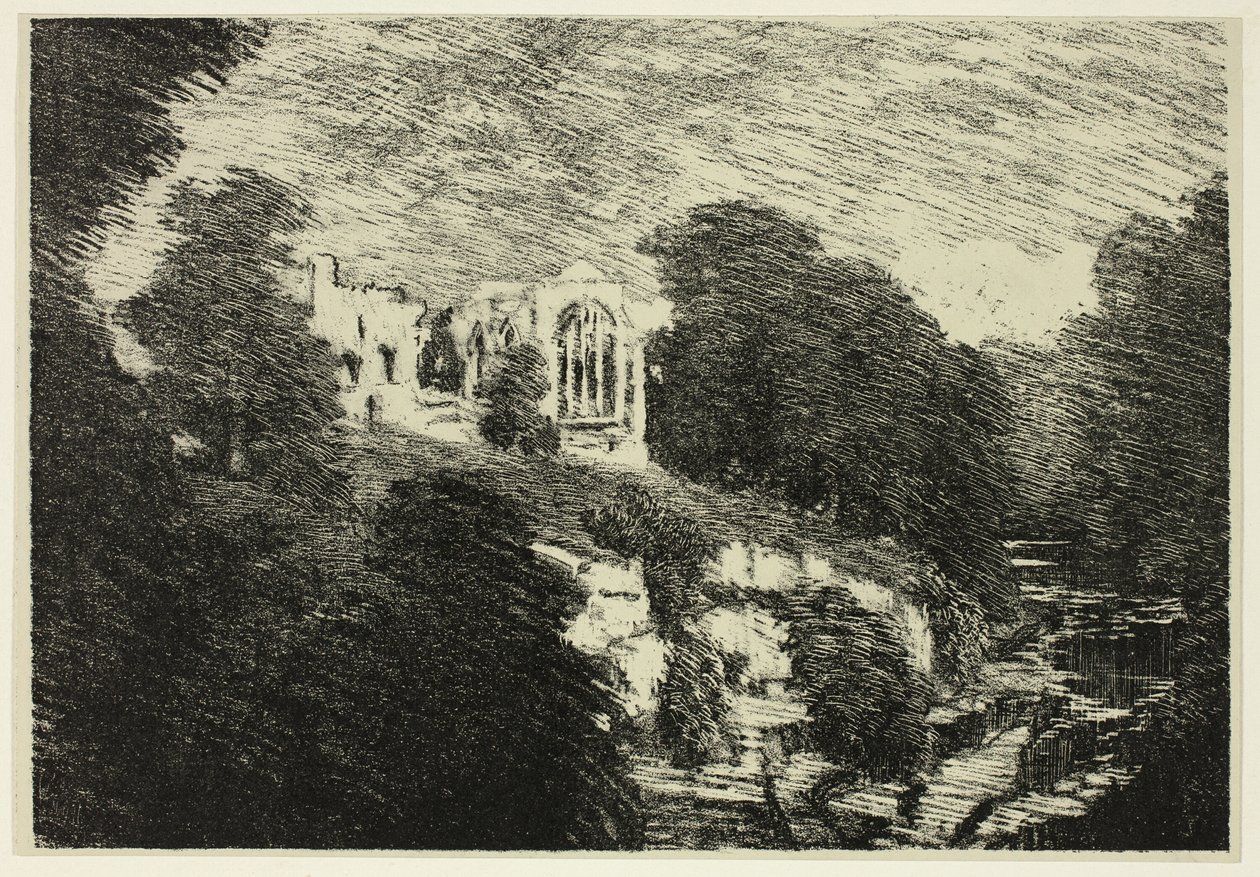 Egglestone Abbey, fra floden af Joseph Pennell