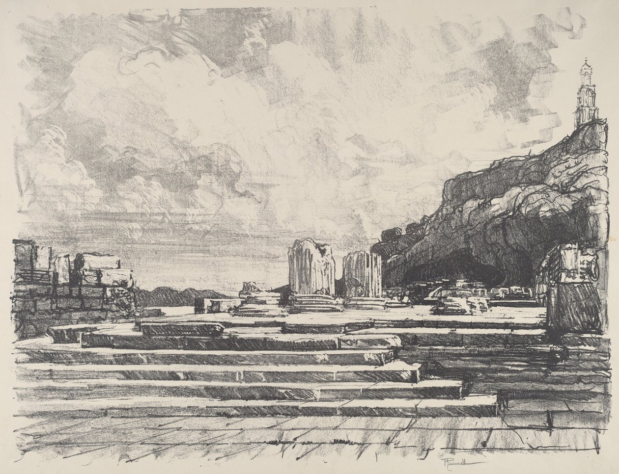 Eleusis, Templets Belægning af Joseph Pennell