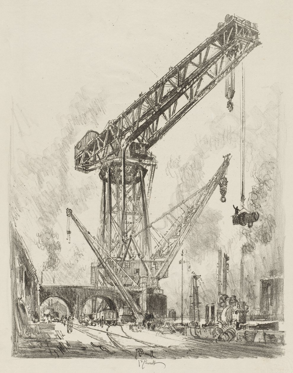 Engelsk krigsværk: Fremstillet i Tyskland, The Great Crane af Joseph Pennell