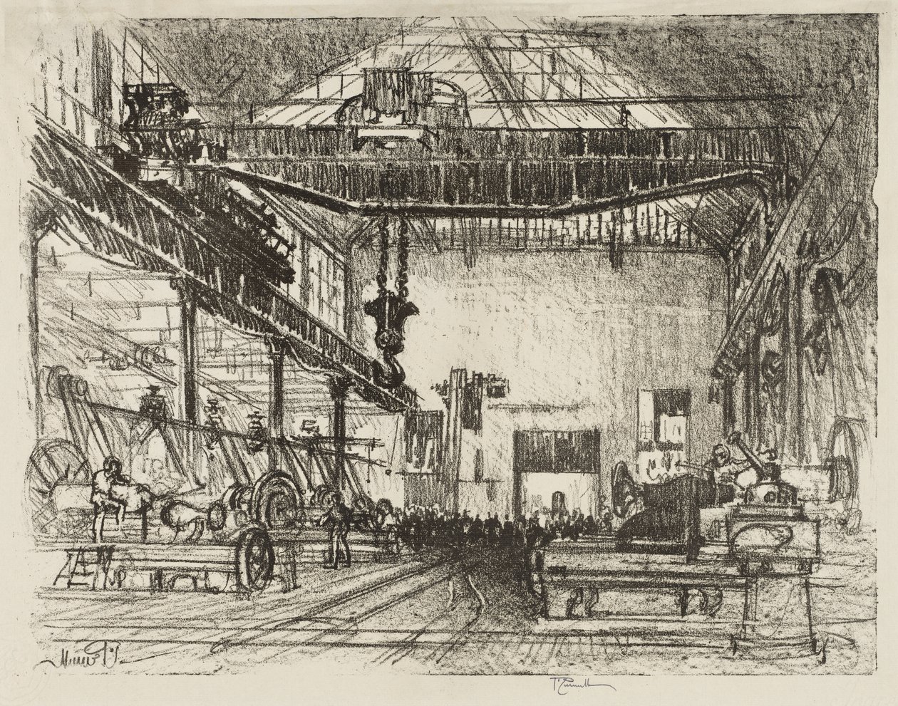 Engelsk krigsarbejde: Planing Big Shells af Joseph Pennell