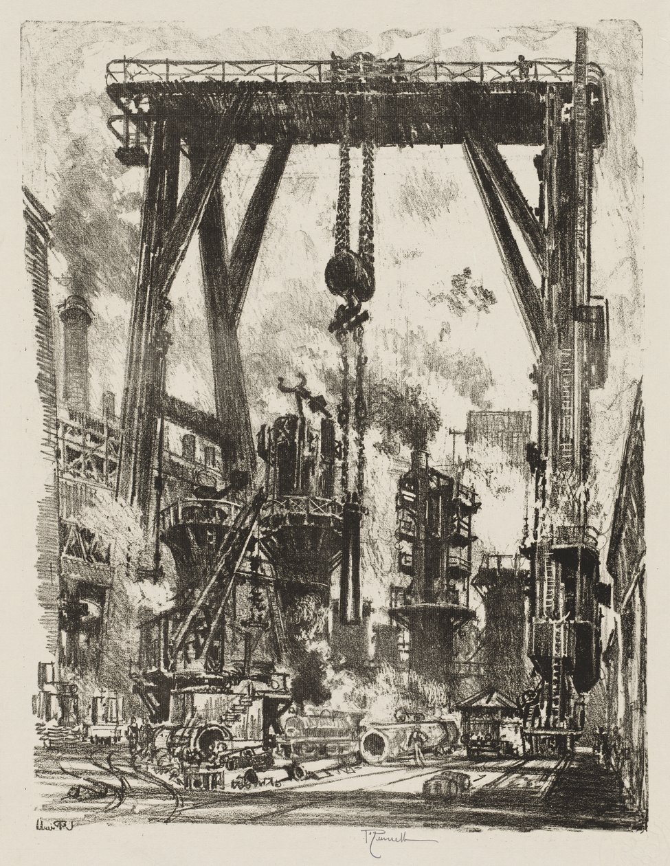 Engelsk krigsværk: The Old Gun Pit af Joseph Pennell