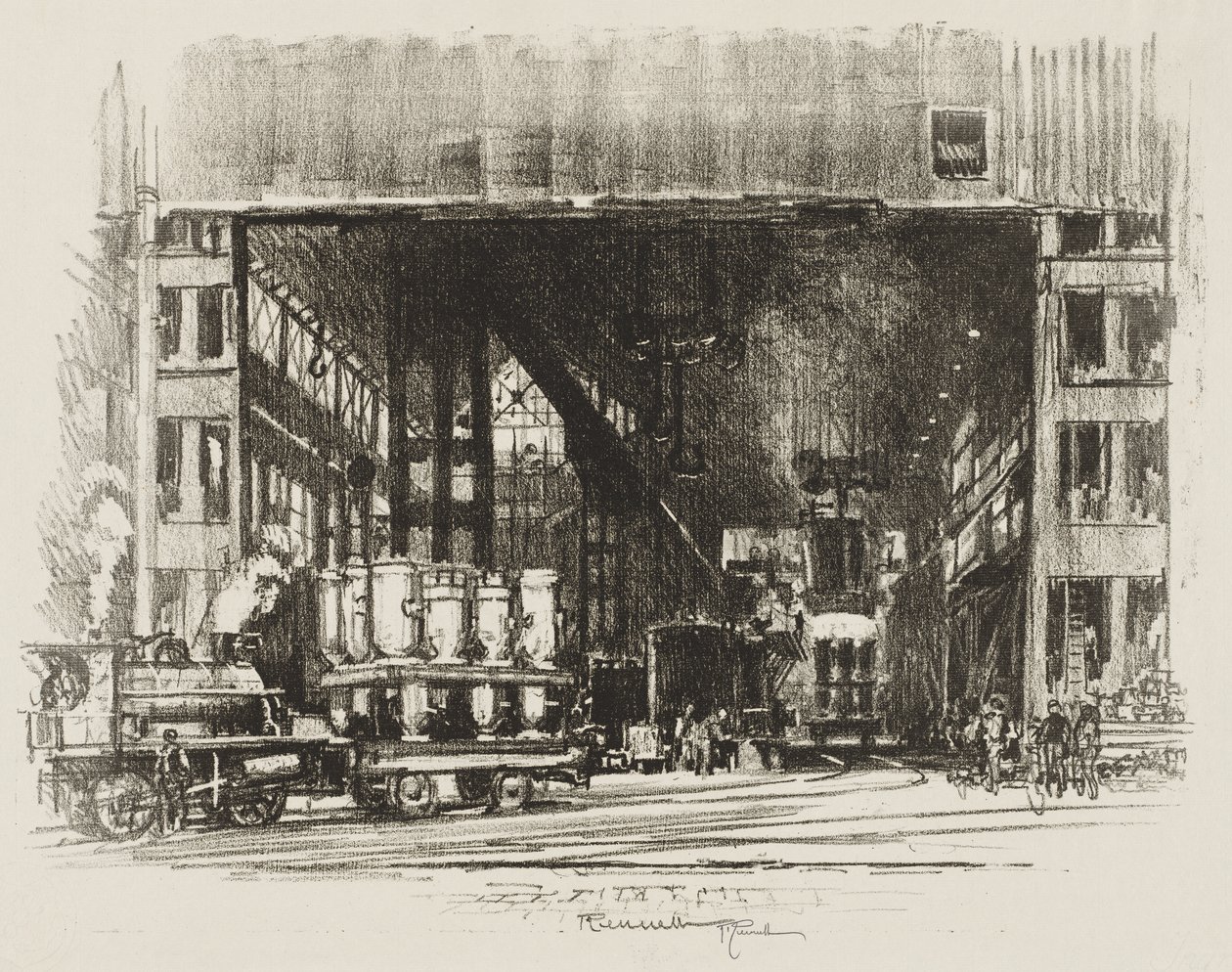 Engelsk War Work: The Urns, Casting Big Shells af Joseph Pennell