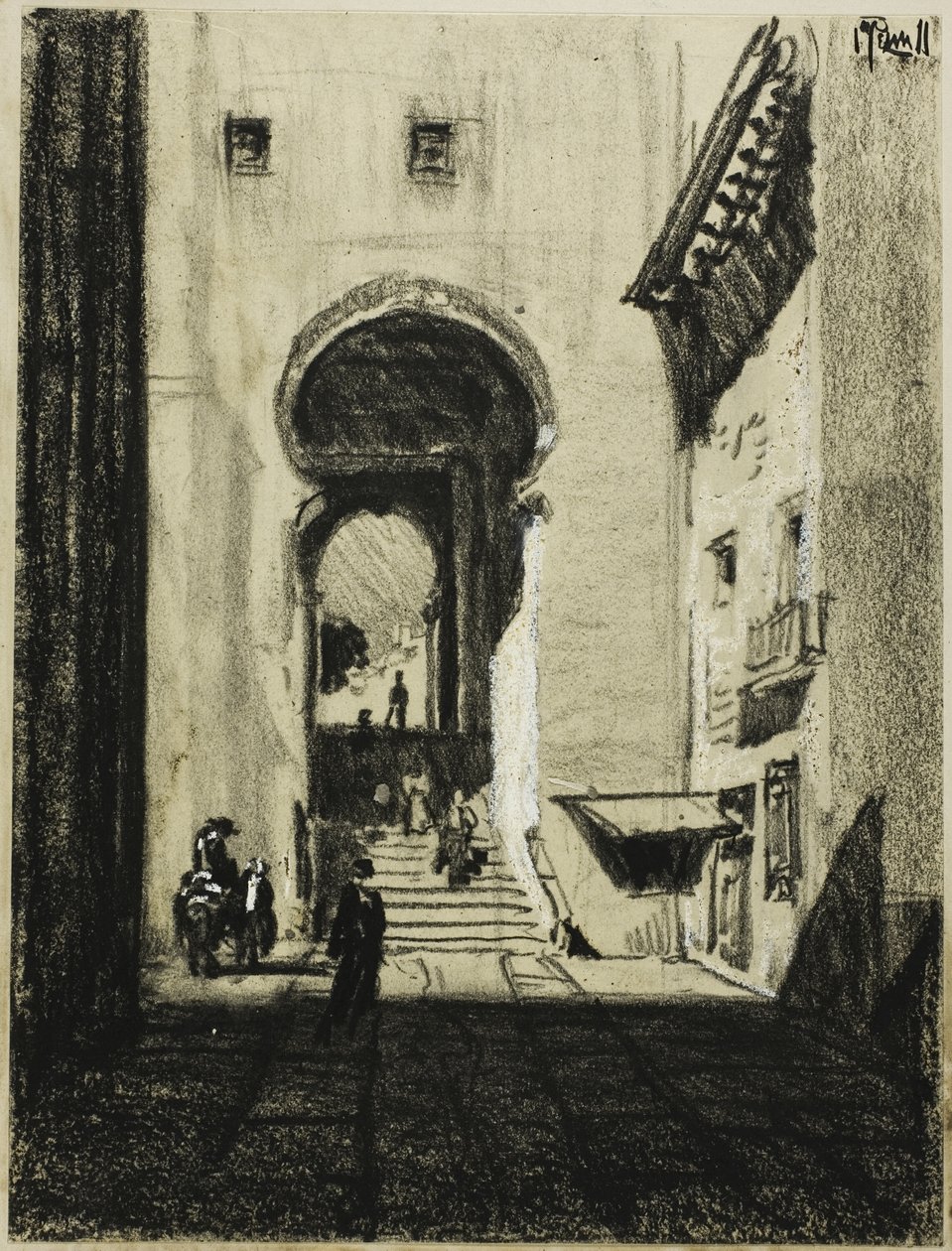 Indgang til Zocodover, Toledo af Joseph Pennell
