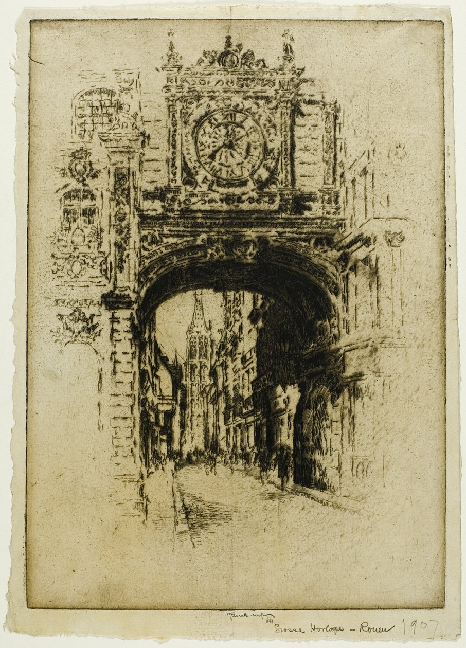 Stort ur, Rouen af Joseph Pennell