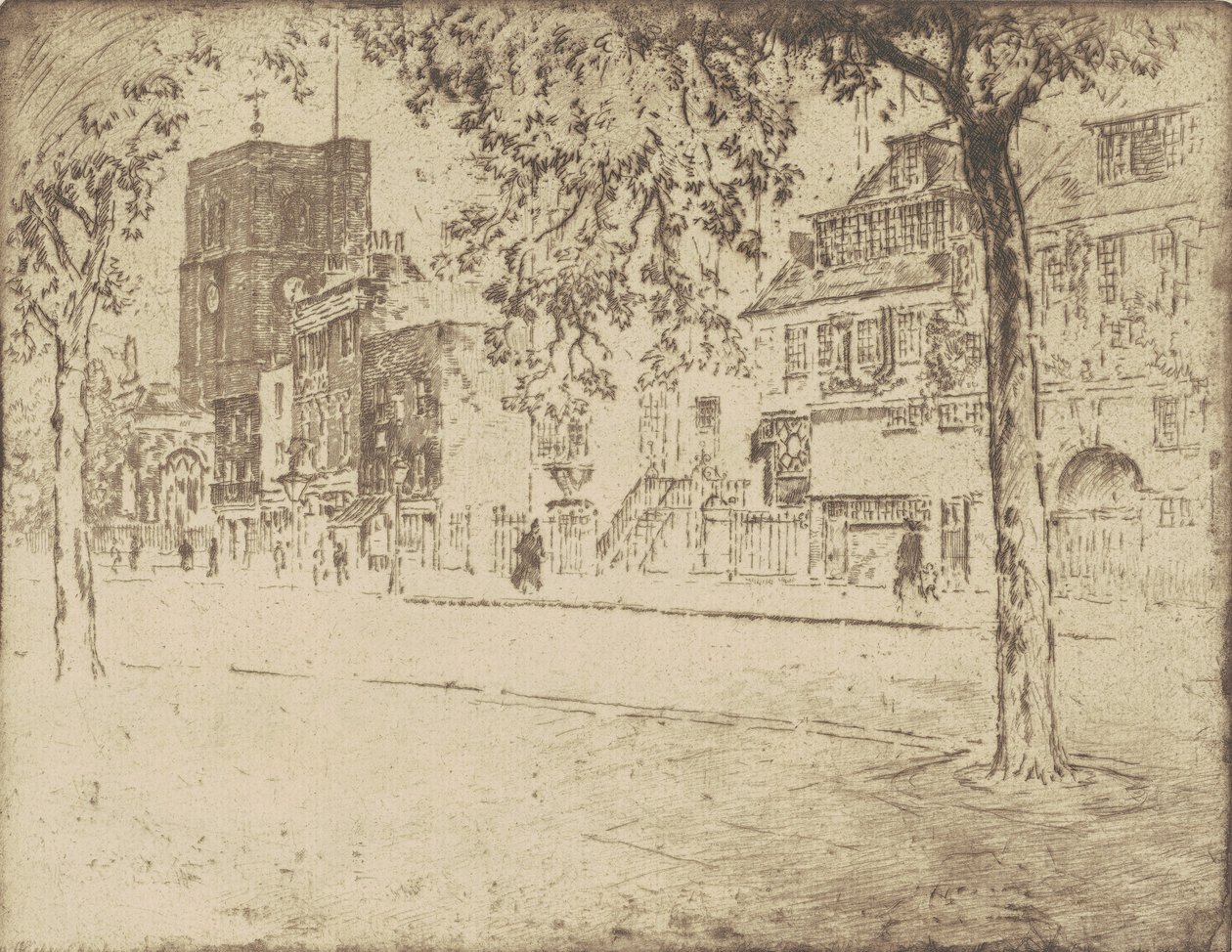 Hus, hvor Whistler døde, 1904. af Joseph Pennell