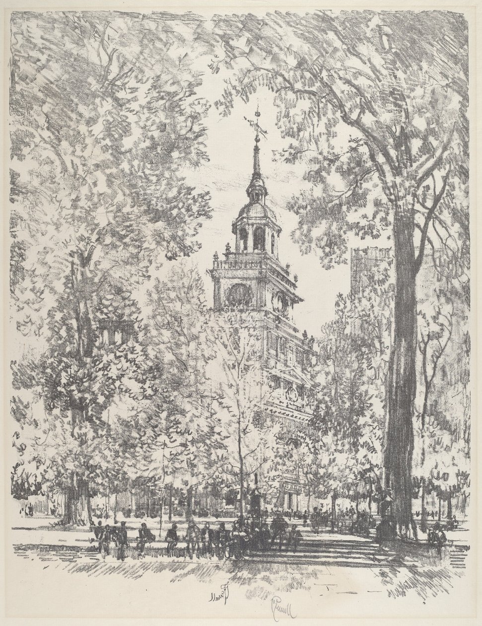 Independence Square og State House af Joseph Pennell