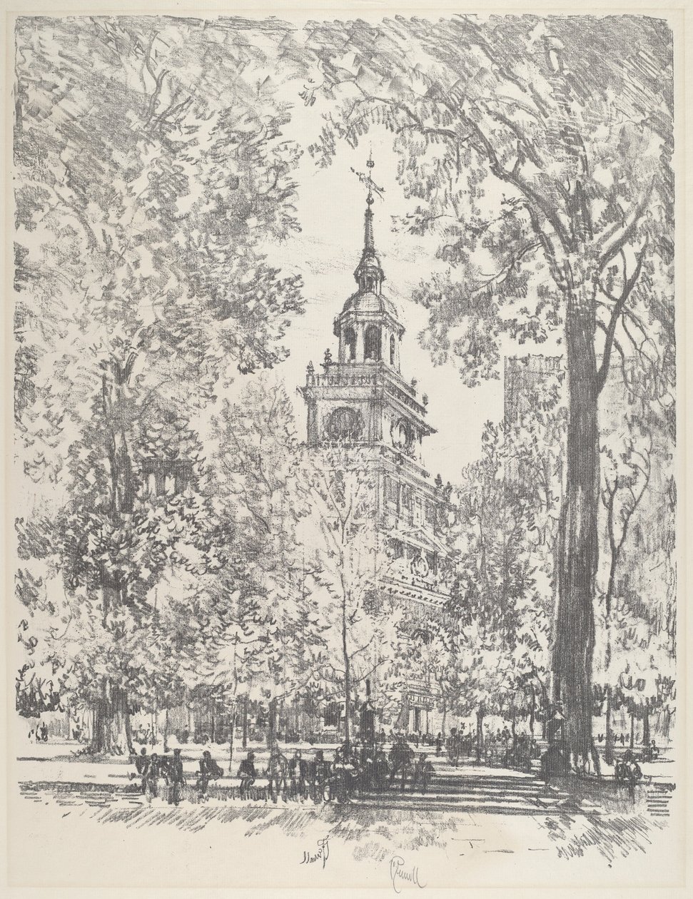 Uafhængighedspladsen og statshuset, 1912. af Joseph Pennell