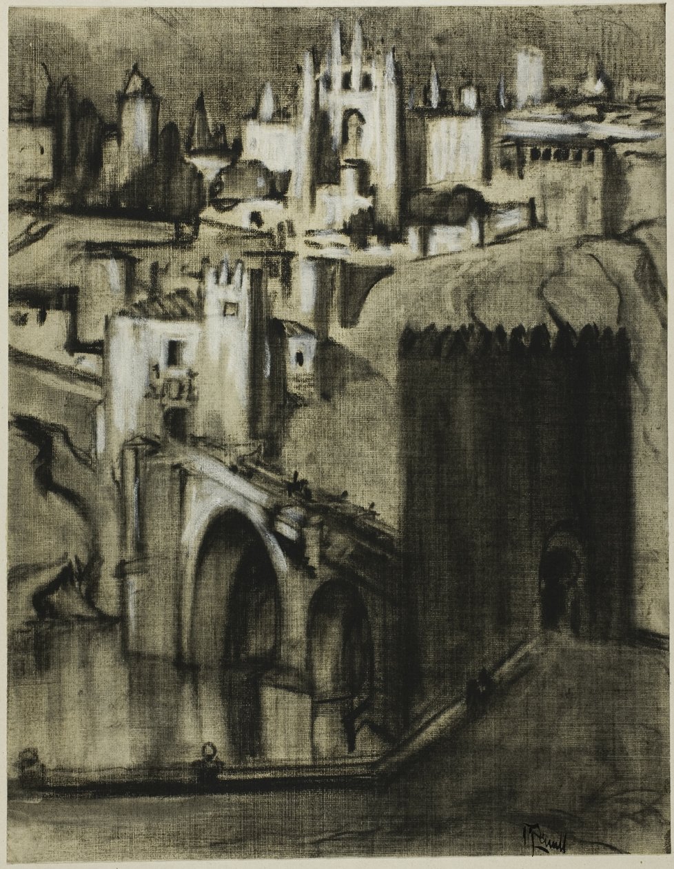 Det er baner af paladser i terrasser rundt om skråningen, Toledo af Joseph Pennell