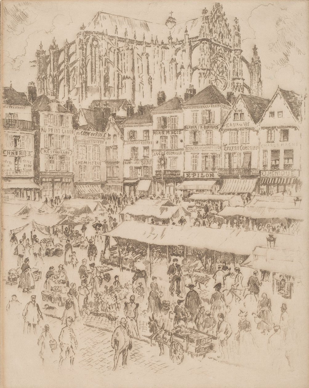 Place, Beauvais, 1907. af Joseph Pennell
