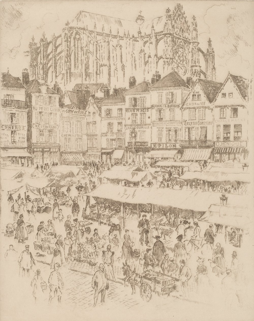 Place, Beauvais, 1907. af Joseph Pennell