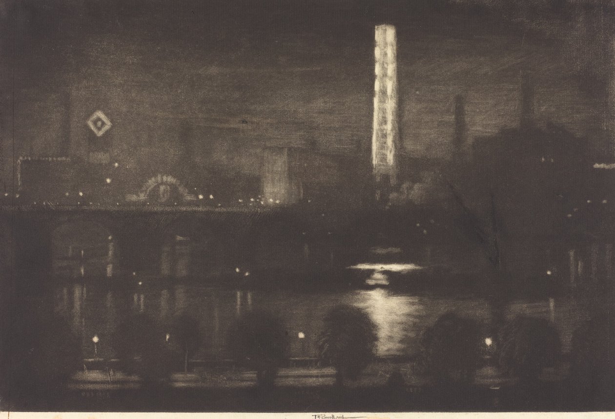London Night, Whisky og te, 1909. af Joseph Pennell