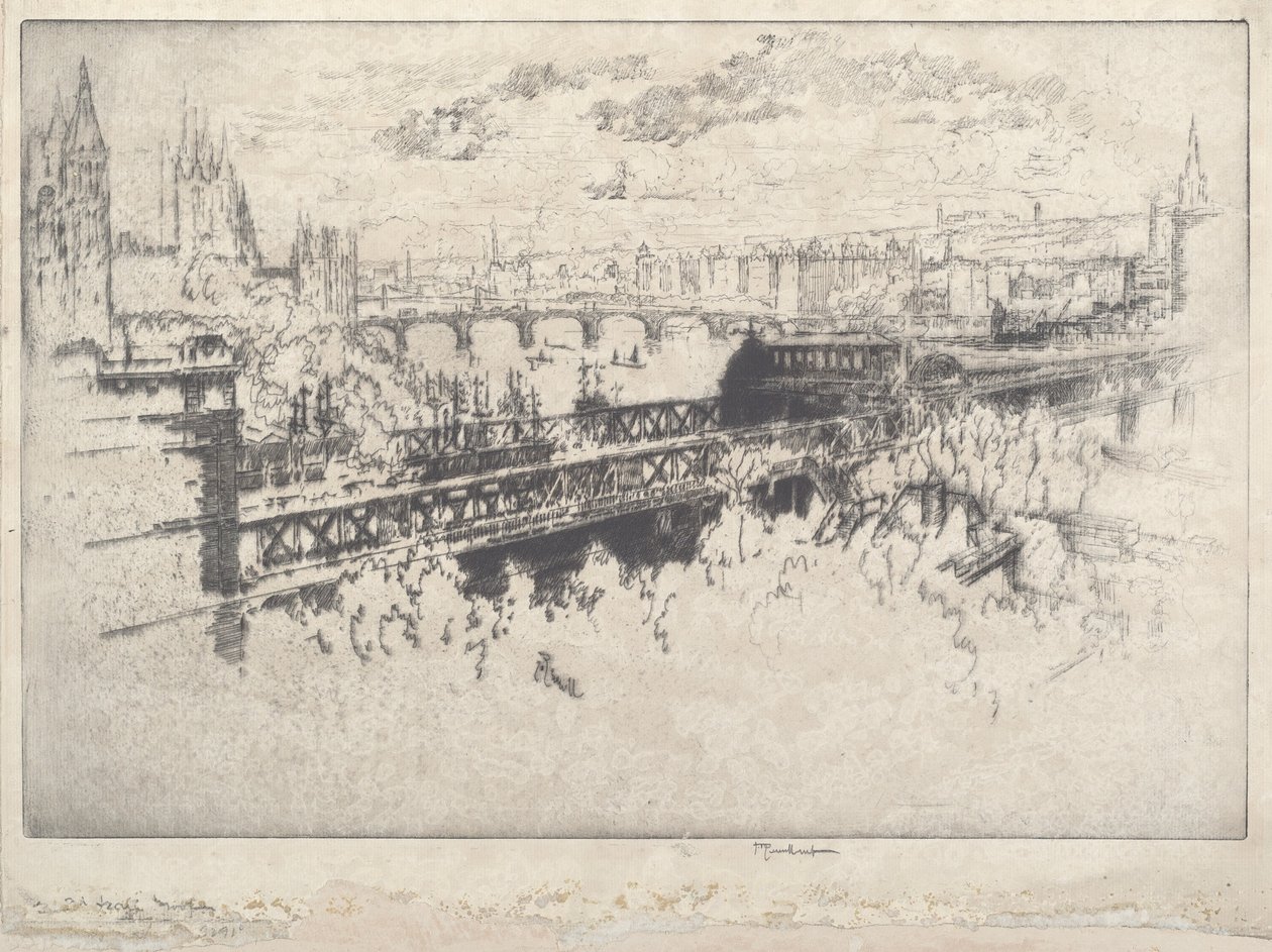 London over Charing Cross Bridge af Joseph Pennell