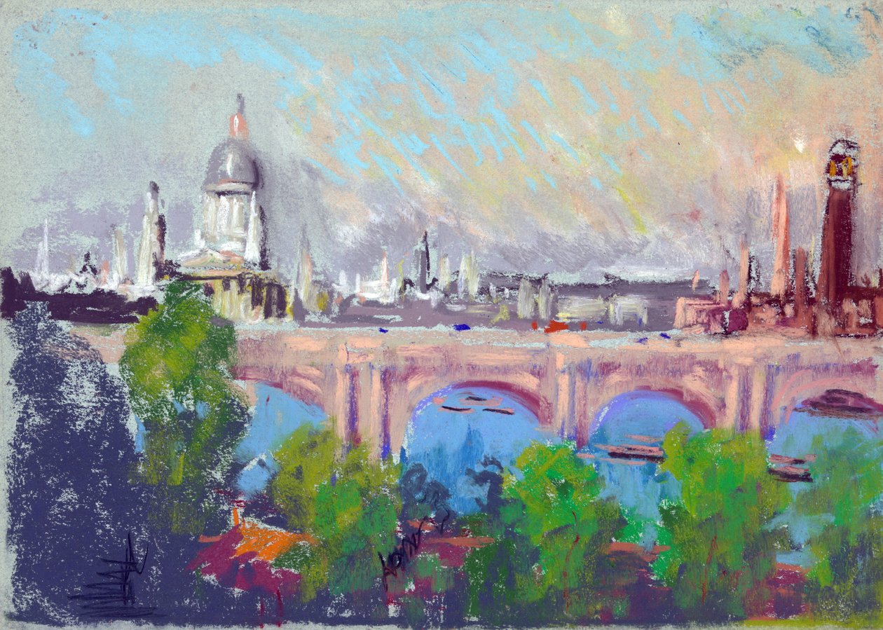 London over Waterloo Bridge af Joseph Pennell