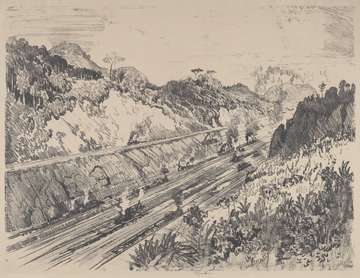 Slår op på snittet fra Bas Obispo, 1912. af Joseph Pennell