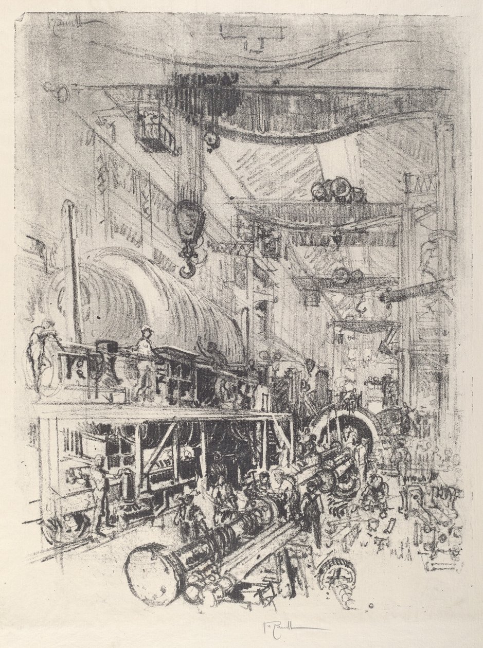 Fremstilling af en turbinemotor, 1917. af Joseph Pennell