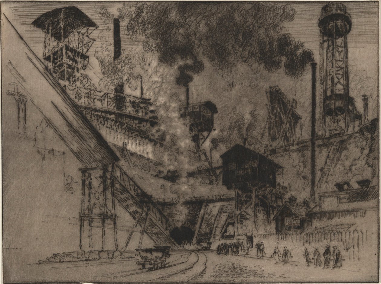 Minens munding, Ruhrort nær Oberhausen af Joseph Pennell