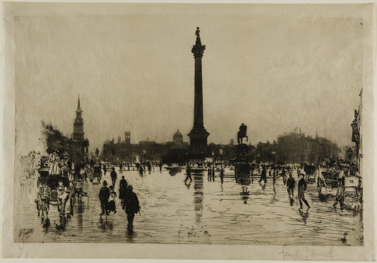 Nelson Monument, Trafalgar Square, London af Joseph Pennell