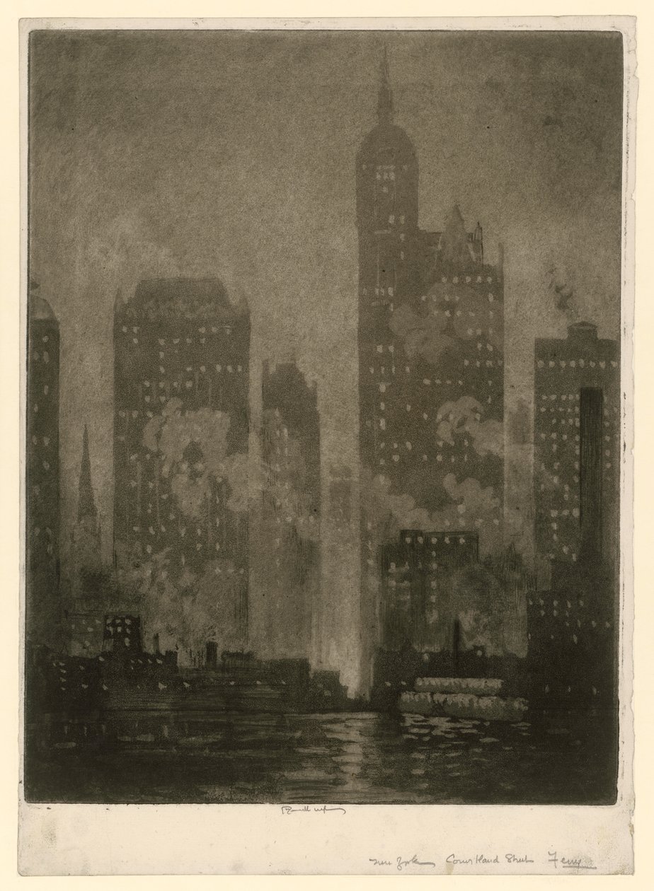 New York. Færgen ved Courtland Street af Joseph Pennell