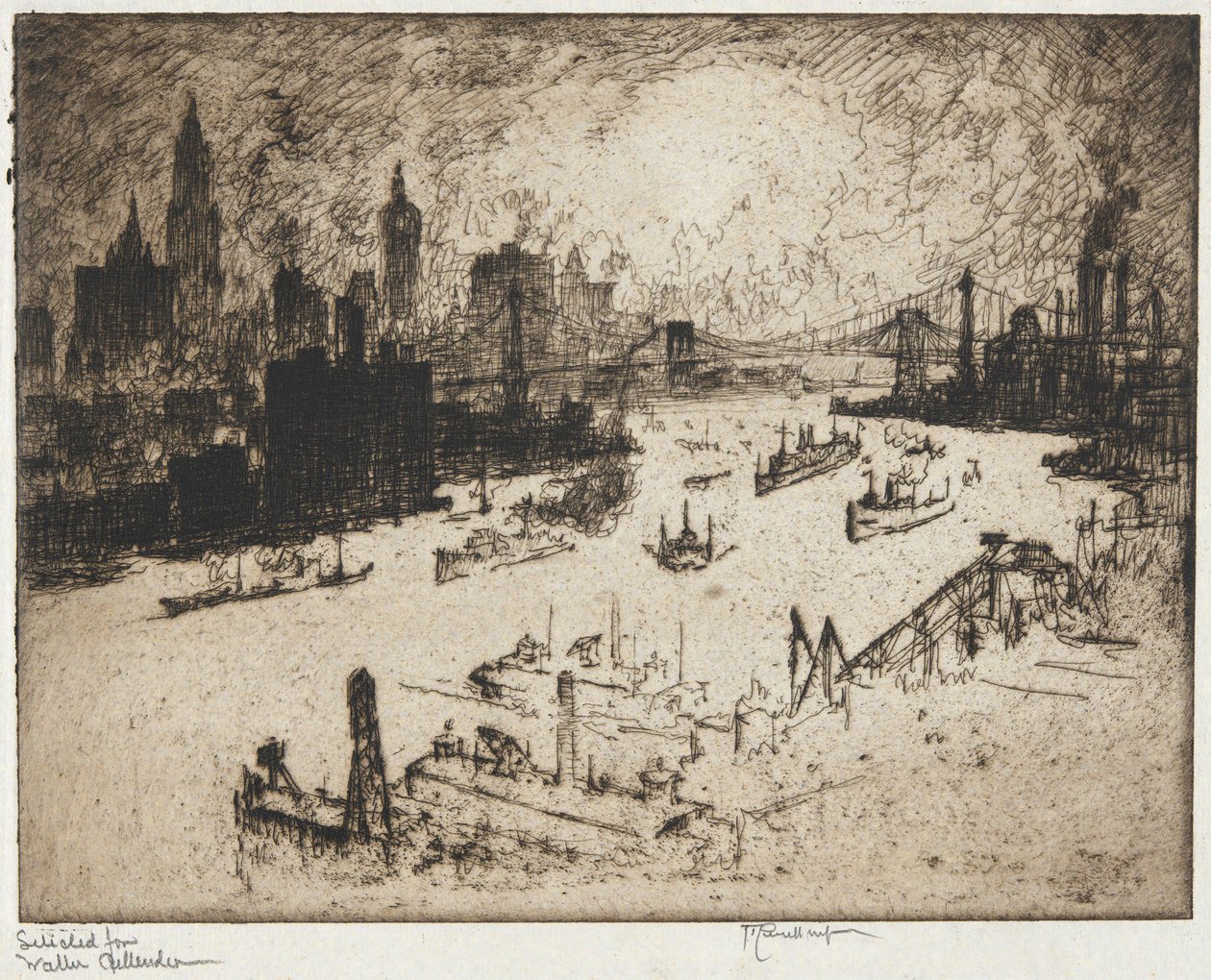 New York fra Williamsburg Bridge af Joseph Pennell