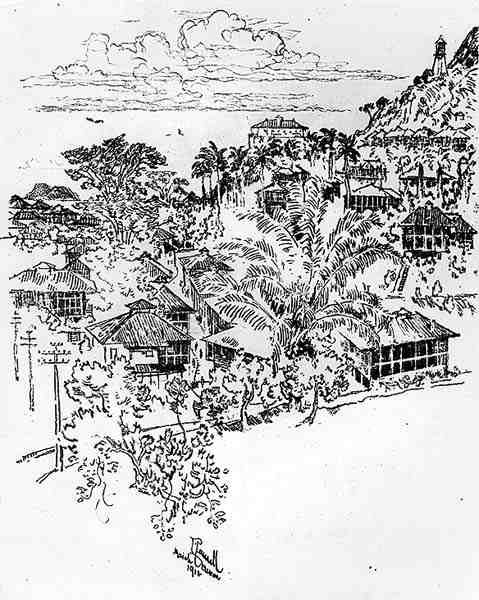 Officiel Ancon, plade XXIV fra Panamakanalen af Joseph Pennell, 1912 (kul på papir) af Joseph Pennell