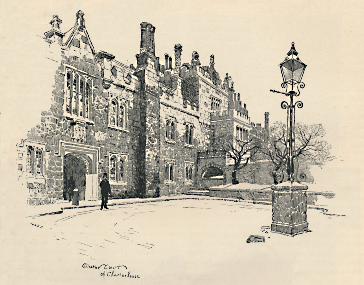 Old Charterhouse: The Masters Court, 1886 af Joseph Pennell