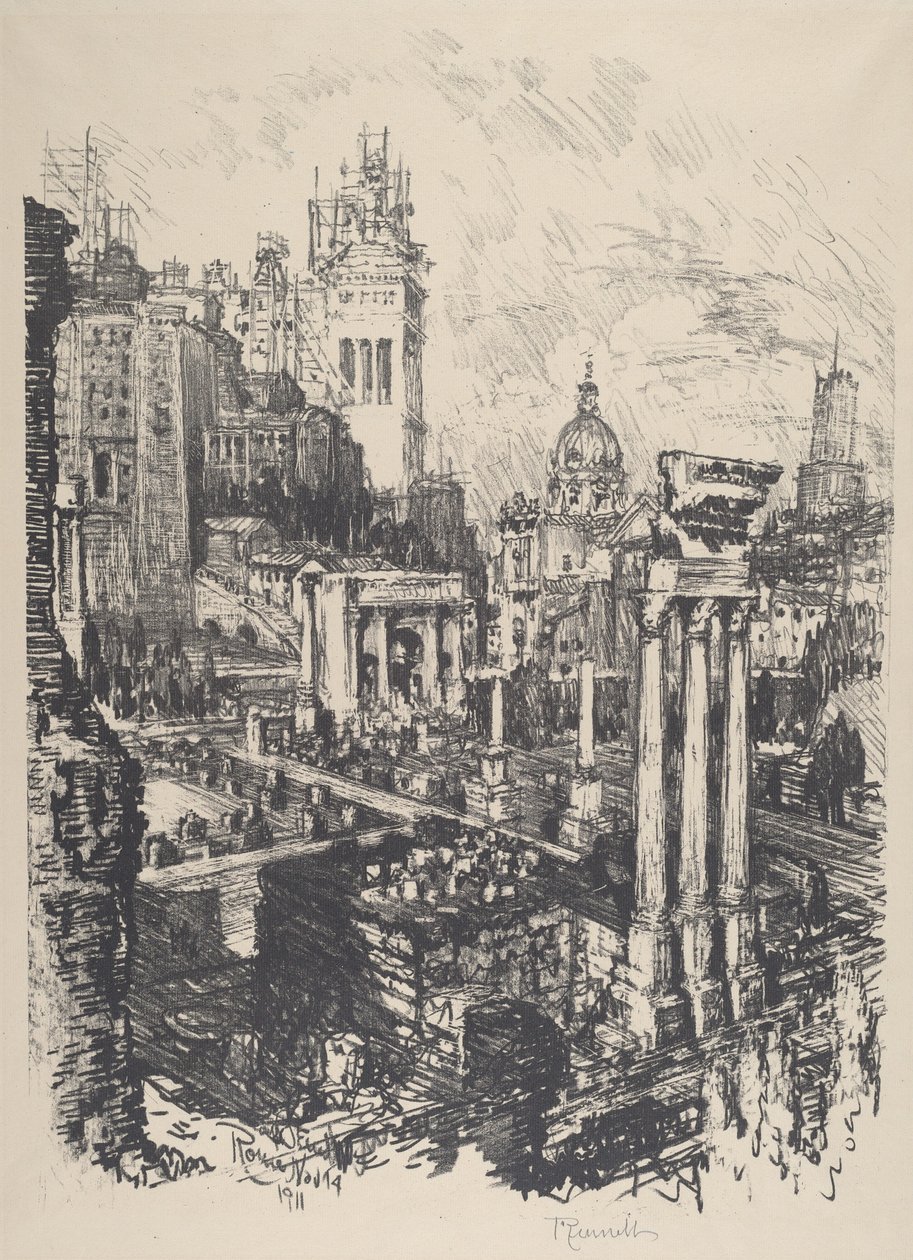 Det gamle og det nye Rom, Victor Emanuel-monumentet, 1911. af Joseph Pennell