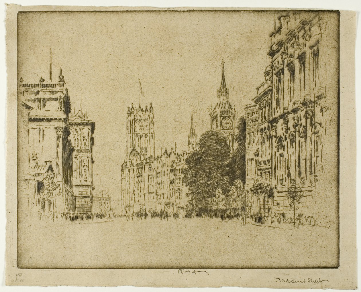 Parliament Street, Westminster af Joseph Pennell
