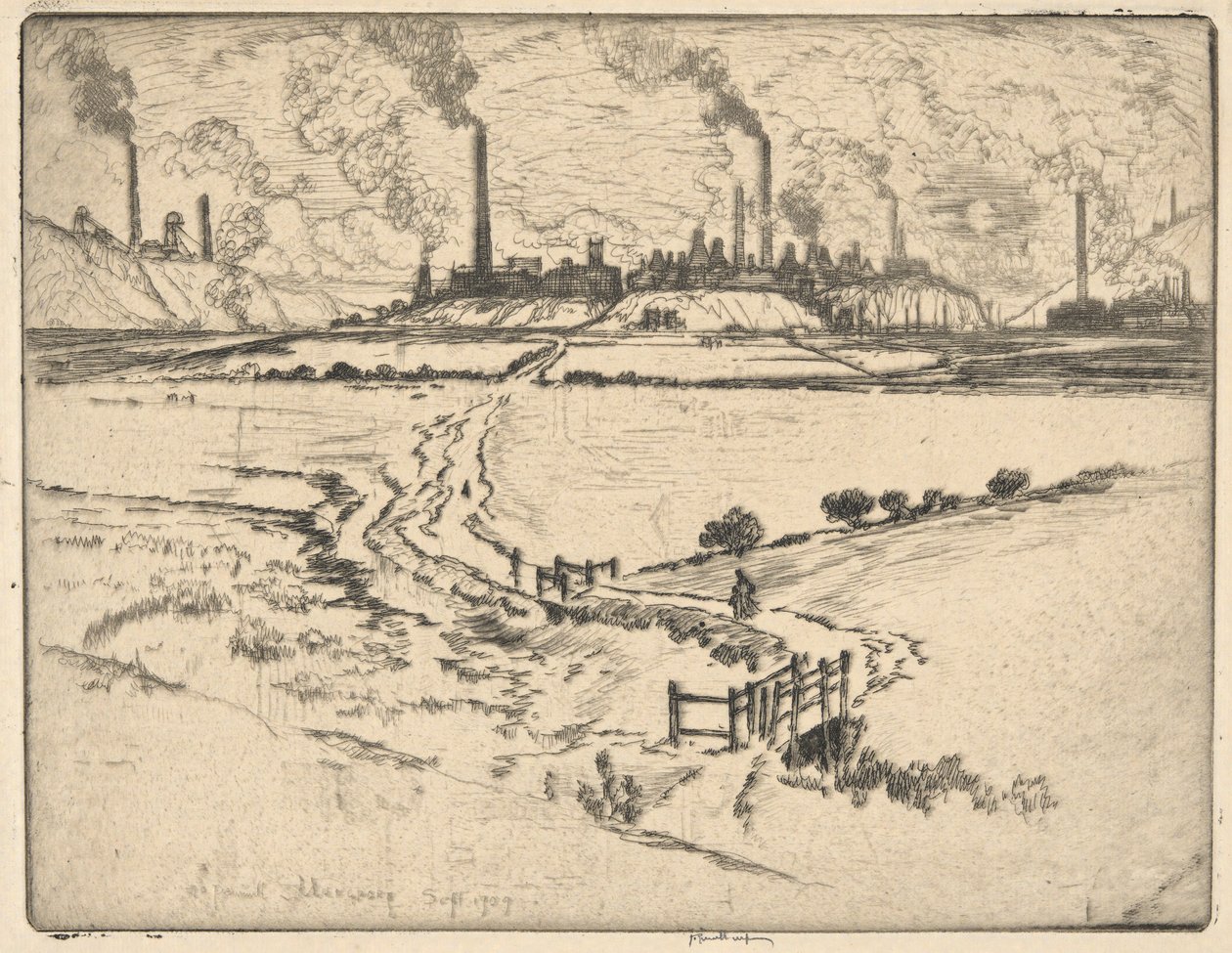 Potlands, Longport, september 1909, (Stokes?) af Joseph Pennell
