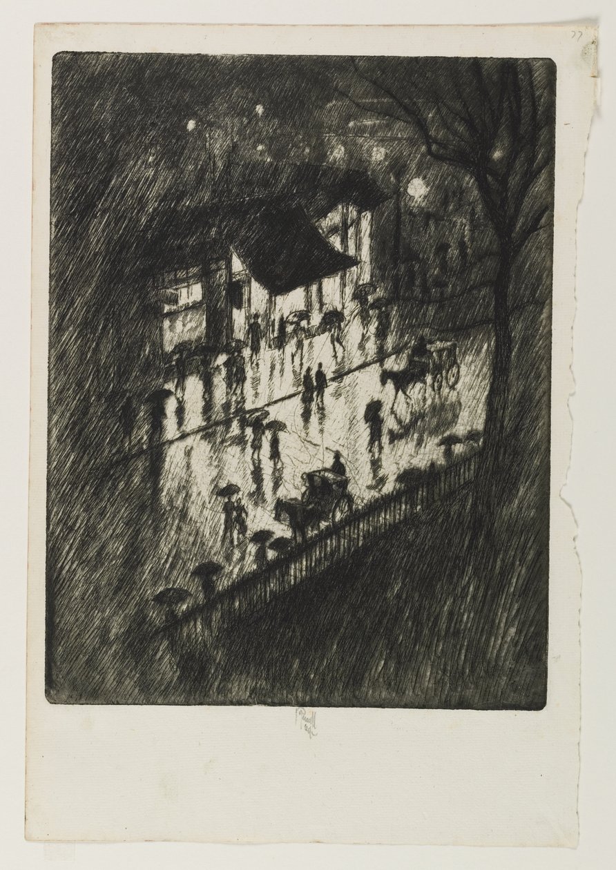 Rainy Night, Charing Cross Shops, 1903 af Joseph Pennell