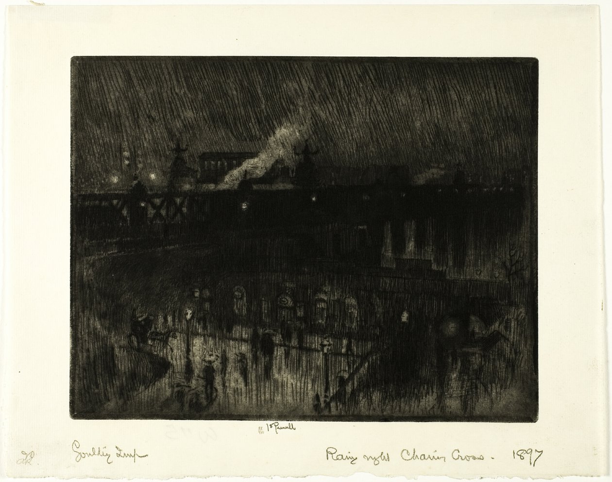 Rainy Night, Charing Cross Station af Joseph Pennell