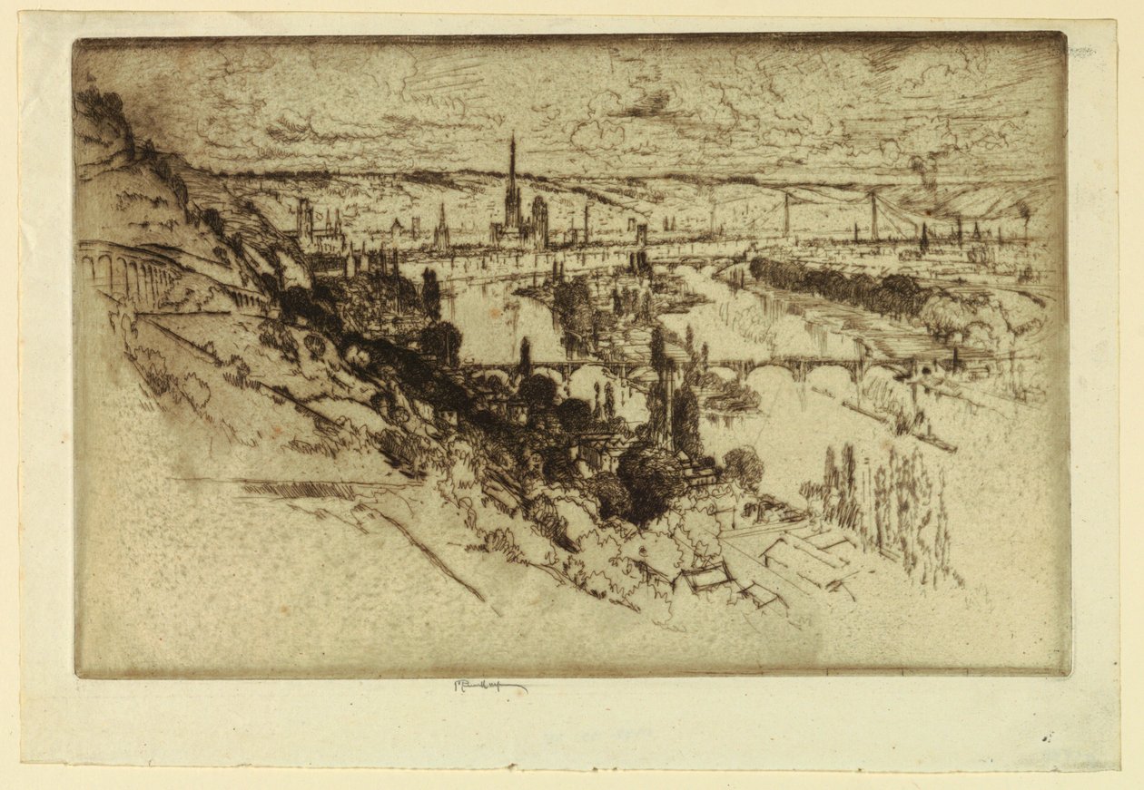 Rouen fra Bon Secours af Joseph Pennell